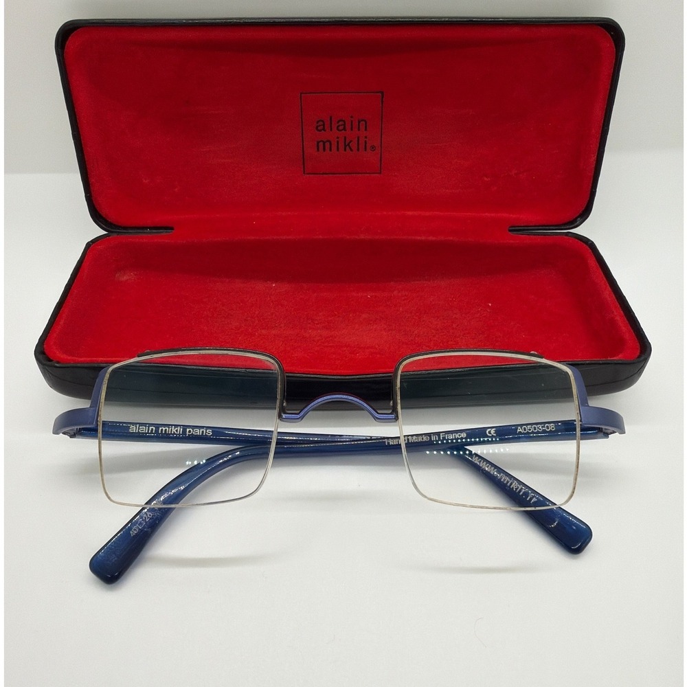 Alain Mikli A0503-08 Eyeglasses Frames Square Half Rim 40/26/135 Blue France